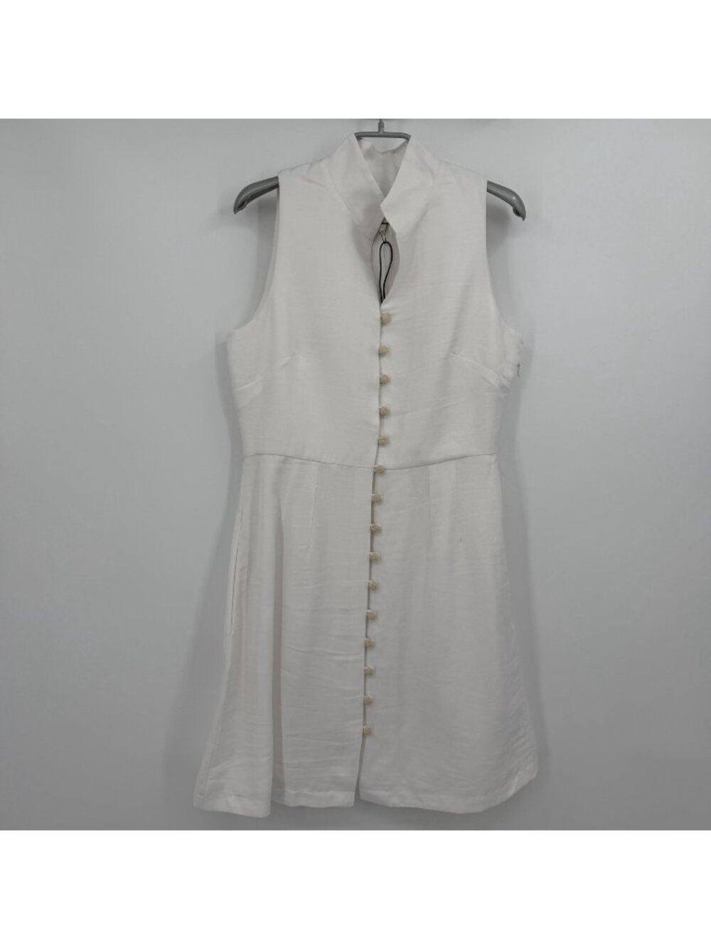 Tuckernuck White Linen Leighton Mini Dress S Women's Sleeveless Mandarin Collar